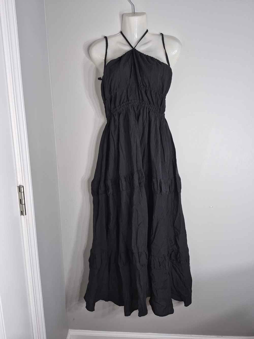 H&M Black Halter Tie-Neck Maxi Dress